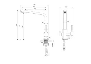 Смеситель для кухни Wonzon & Woghand WW-88458003-BG c подключением фильтра брашированное золото